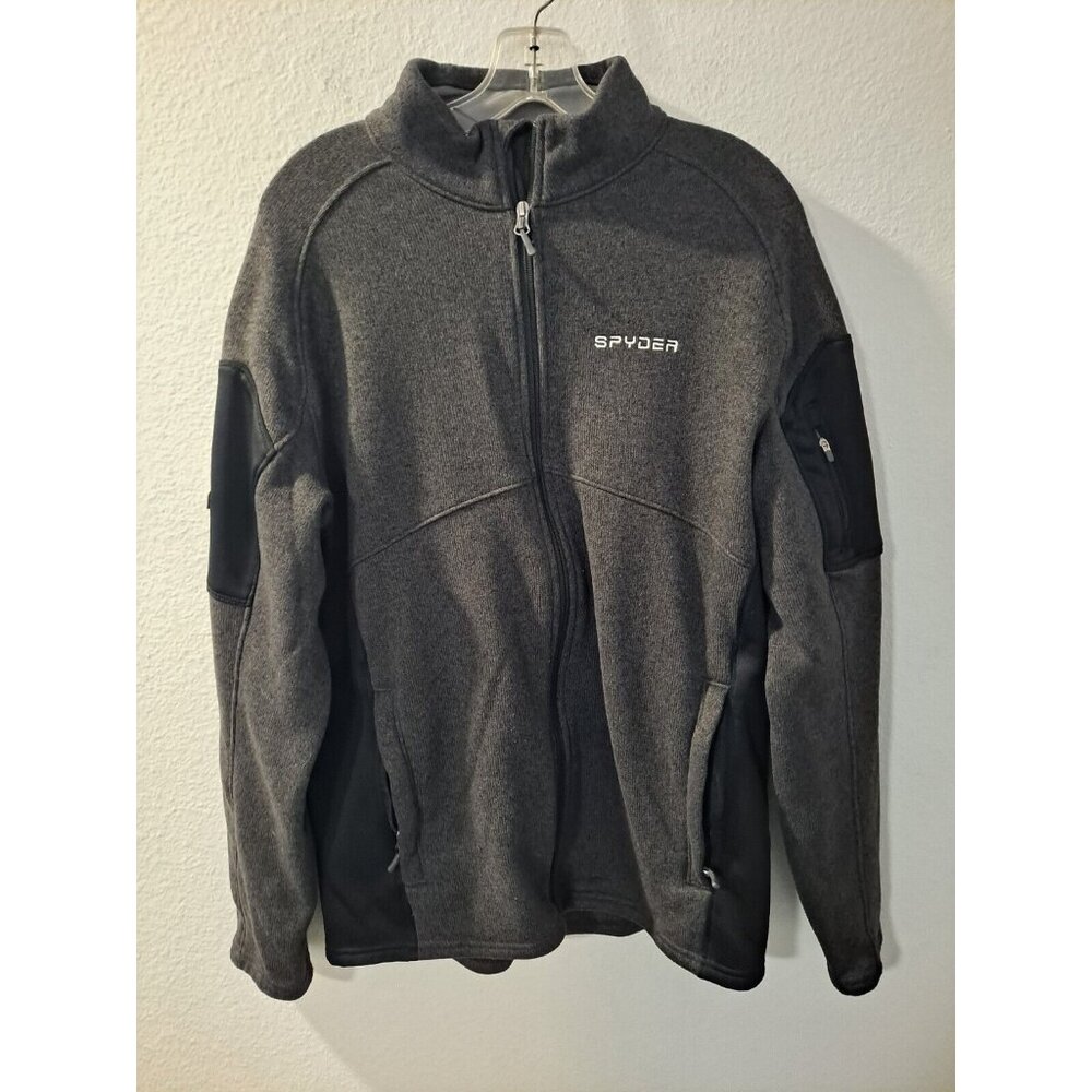 Spyder Men's Gray Padded Long Sleeve Mock Neck Full Zip Sweater, Large 205025
